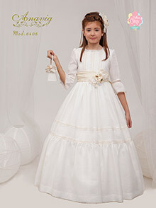 Vestido comunin 6406 Anavig, en Dedos Moda Infantil, boutique infantil online. Tienda bebés online, marcas de moda infantil made in Spain