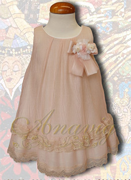 Vestido en evas rosa empolvado, en Dedos Moda Infantil, boutique infantil online. Tienda bebés online, marcas de moda infantil made in Spain