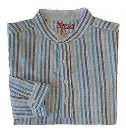 Camisa nio rayas azules cuello mao, en Dedos Moda Infantil, boutique infantil online. Tienda bebés online, marcas de moda infantil made in Spain