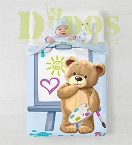 Manta de cuna Oso azul, en Dedos Moda Infantil, boutique infantil online. Tienda bebés online, marcas de moda infantil made in Spain