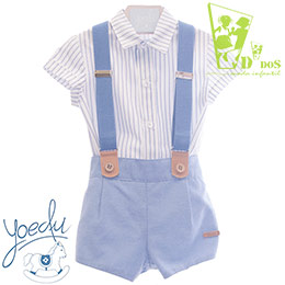 Conjunto beb con tirantes 250 Yoedu, en Dedos Moda Infantil, boutique infantil online. Tienda bebés online, marcas de moda infantil made in Spain