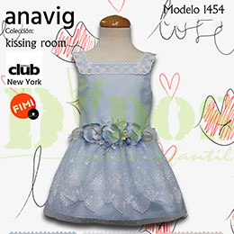 Vestido arras Kissing room celeste, en Dedos Moda Infantil, boutique infantil online. Tienda bebés online, marcas de moda infantil made in Spain