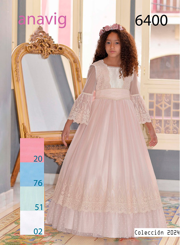 Vestido de comunión 640024, COMUNIÓN 2024, en Dedos Moda Infantil, boutique infantil online. Tienda bebés online, marcas de moda infantil made in Spain