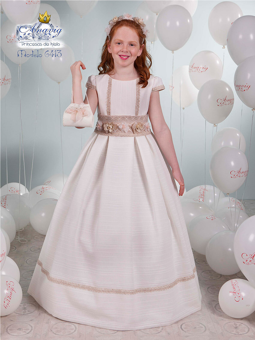 Vestido comunión 6413 Anavig, COMUNIÓN 2024, en Dedos Moda Infantil, boutique infantil online. Tienda bebés online, marcas de moda infantil made in Spain
