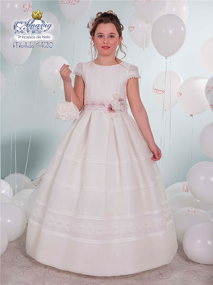 Vestido comunión 6420 Anavig, COMUNIÓN 2023, en Dedos Moda Infantil, boutique infantil online. Tienda bebés online, marcas de moda infantil made in Spain