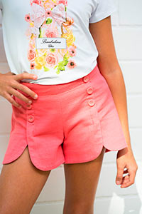 Short Bimbalina coral 11472, en Dedos Moda Infantil, boutique infantil online. Tienda bebés online, marcas de moda infantil made in Spain