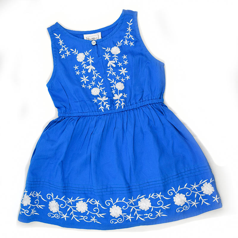vecino Impresión Manhattan Vestido bordado azulón bimbalina. Vestidos fresquitos para niña. Dedos moda  infantil. Envío gratis