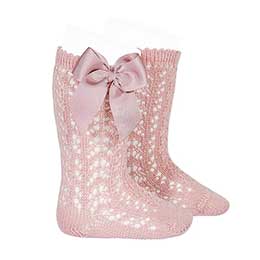 Calcetin perle alto rosa palo Cndor, en Dedos Moda Infantil, boutique infantil online. Tienda bebés online, marcas de moda infantil made in Spain