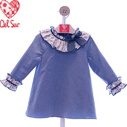 Vestido infantil Del Sur 5180, en Dedos Moda Infantil, boutique infantil online. Tienda bebés online, marcas de moda infantil made in Spain