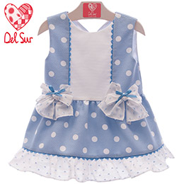 Vestido infantil 563 Celeste Del Sur, en Dedos Moda Infantil, boutique infantil online. Tienda bebés online, marcas de moda infantil made in Spain