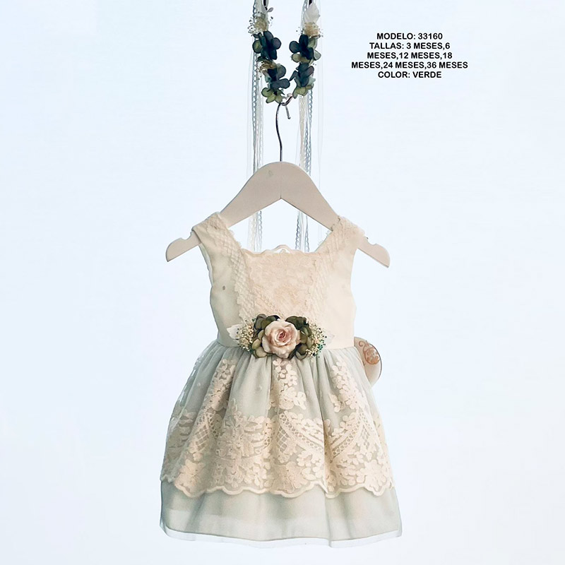 Vestido bautizo 33160 LILUS, CEREMONIA, en Dedos Moda Infantil, boutique infantil online. Tienda bebés online, marcas de moda infantil made in Spain