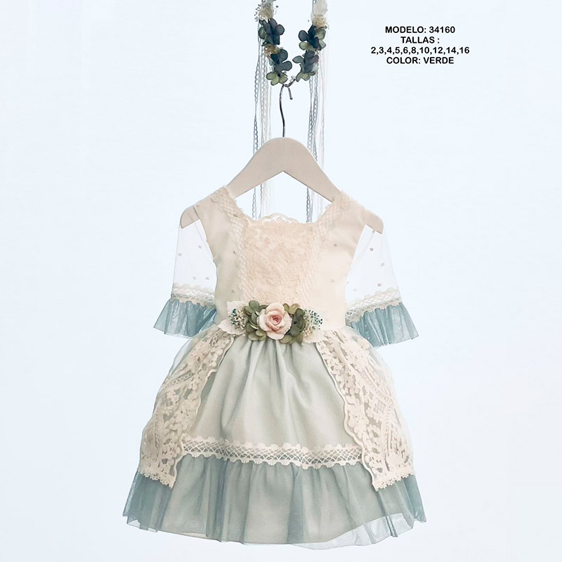 Foto 1 de Vestido arrras 34160, CEREMONIA, en Dedos Moda Infantil, boutique infantil online. Tienda bebés online, marcas de moda infantil made in Spain
