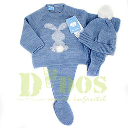 Traje 3 piezas conejo MAC 7415 bruma, en Dedos Moda Infantil, boutique infantil online. Tienda bebés online, marcas de moda infantil made in Spain