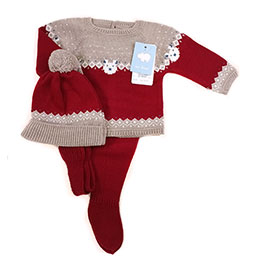 Conjunto lana bebe 8612 Grosella, en Dedos Moda Infantil, boutique infantil online. Tienda bebés online, marcas de moda infantil made in Spain