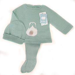 Conjunto lana bebe 8619 verde agua, en Dedos Moda Infantil, boutique infantil online. Tienda bebés online, marcas de moda infantil made in Spain
