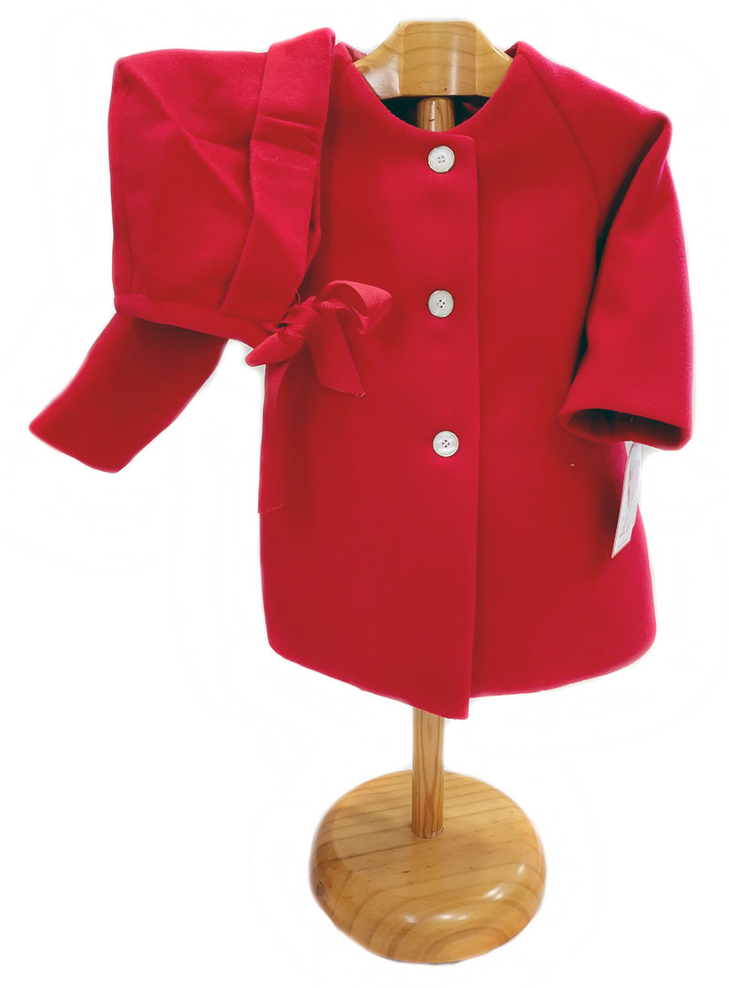 Abrigo de bebe rojo capota Del paño con capota en rojo Del Sur