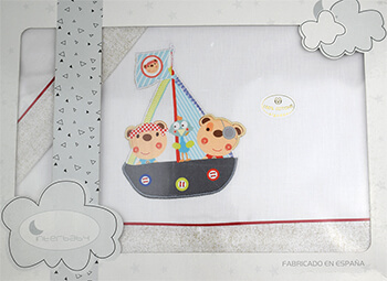 Sabana Minicuna 4128 Gris Interbaby, en Dedos Moda Infantil, boutique infantil online. Tienda bebés online, marcas de moda infantil made in Spain