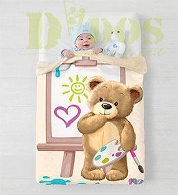 Manta de cuna Oso beige, en Dedos Moda Infantil, boutique infantil online. Tienda bebés online, marcas de moda infantil made in Spain