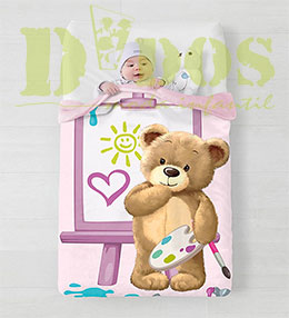 Manta de cuna Oso rosa, en Dedos Moda Infantil, boutique infantil online. Tienda bebés online, marcas de moda infantil made in Spain