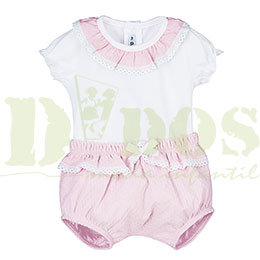Conjunto bebe algodn pololo rosa, en Dedos Moda Infantil, boutique infantil online. Tienda bebés online, marcas de moda infantil made in Spain