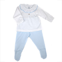 Traje bebe 17306 celeste Calamaro, en Dedos Moda Infantil, boutique infantil online. Tienda bebés online, marcas de moda infantil made in Spain